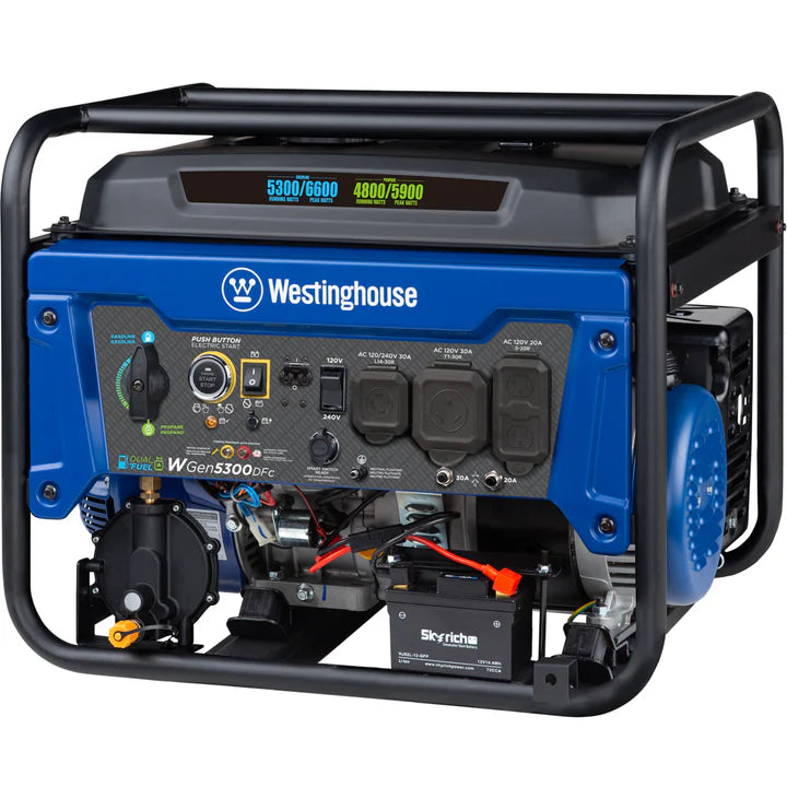 Chargez l&#39;image dans la visionneuse de la galerie, Westinghouse WGen5300DFc - Génératrice double carburant avec capteur de CO²
