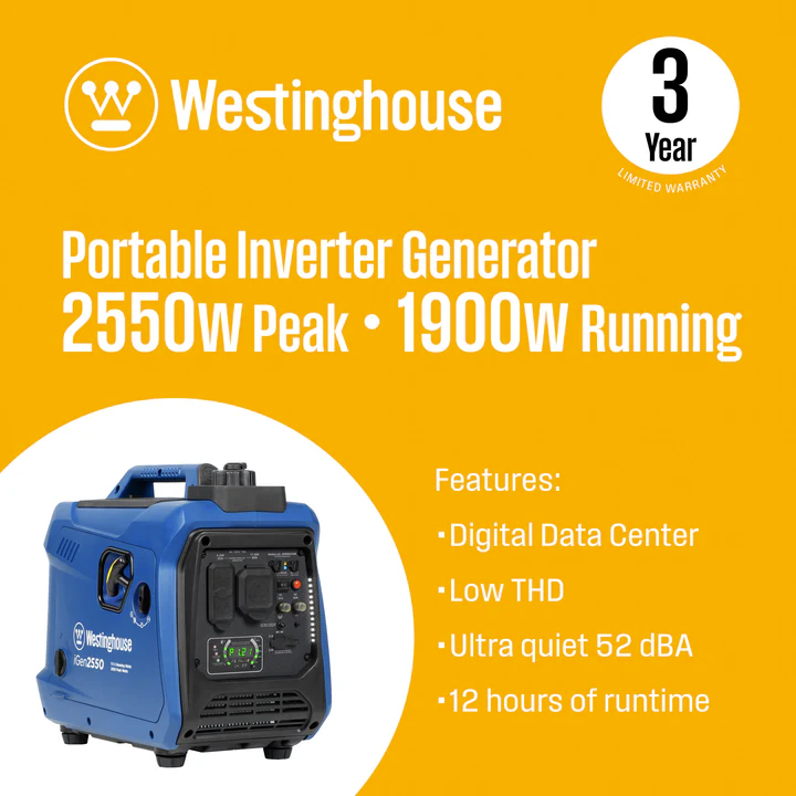 Chargez l&#39;image dans la visionneuse de la galerie, Westinghouse iGen2550 - Génératrice à onduleur portable, silencieuse et performante - Neuf
